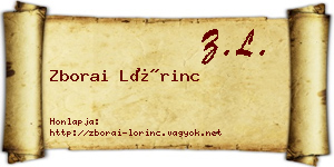 Zborai Lőrinc névjegykártya